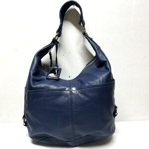 Tiganelle deep blue leather hobo shoulder bag